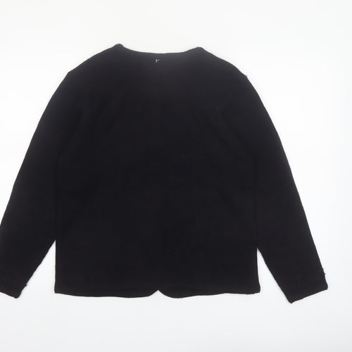 Crystal-Kobe Women's Black Knit Cardigan Small Crew Neck Vintage Style