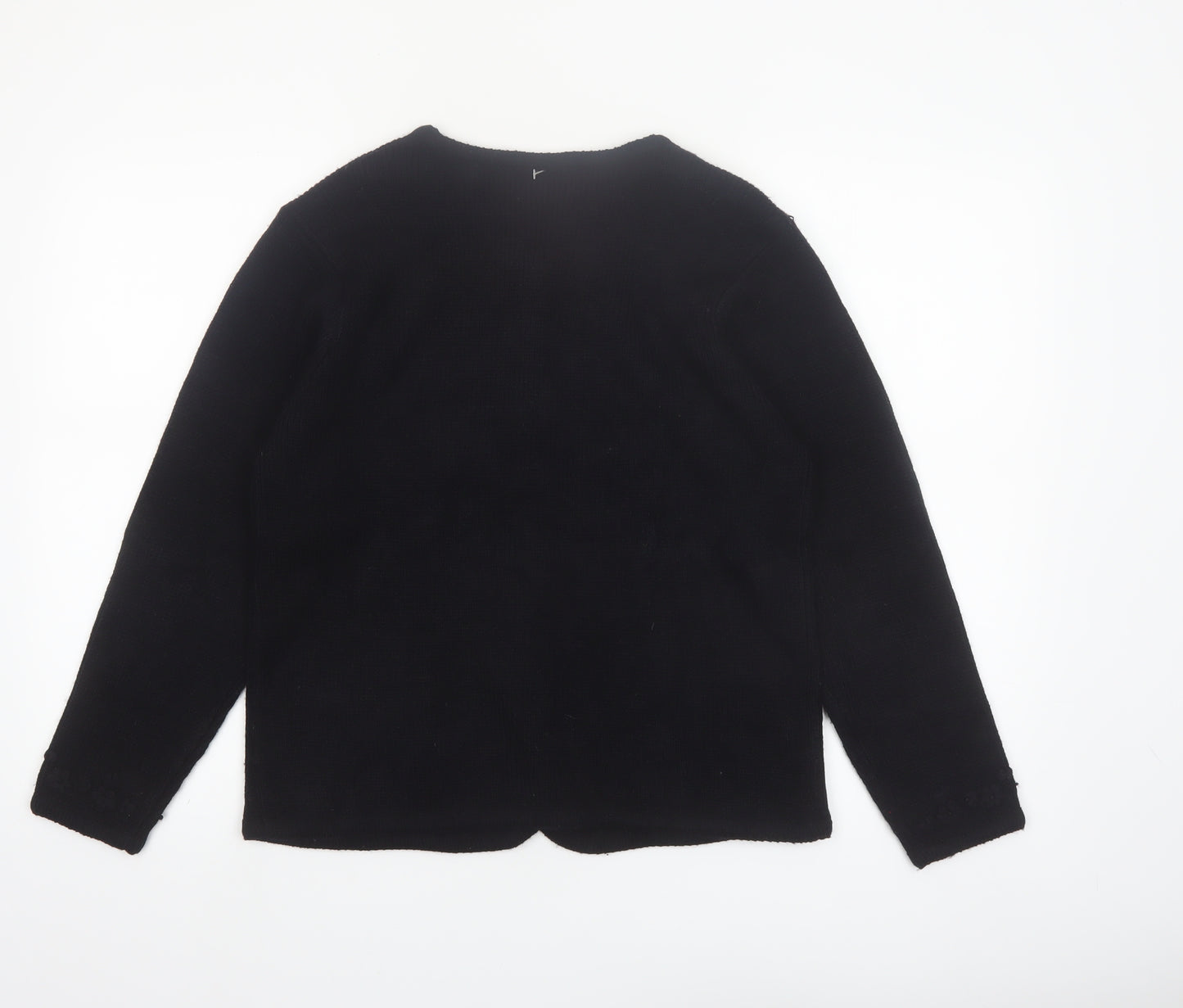 Crystal-Kobe Women's Black Knit Cardigan Small Crew Neck Vintage Style