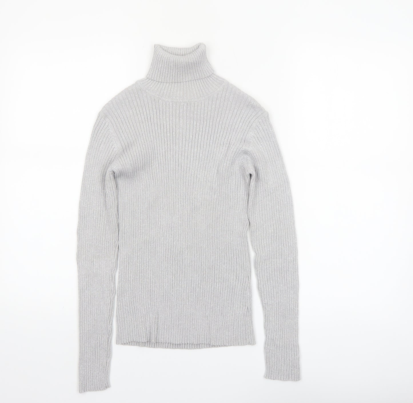 Joseph A. Women's Grey Ribbed Roll Neck Jumper Size M