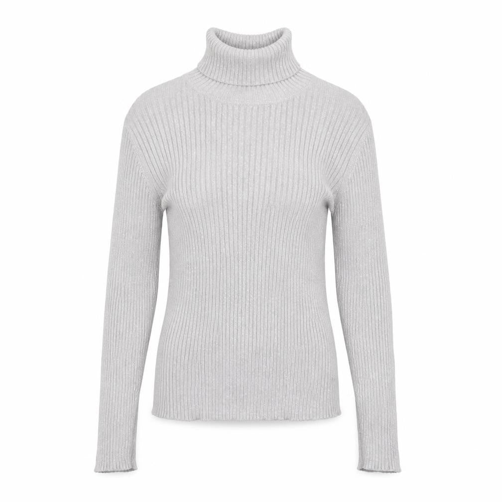 Front view of Joseph A. Women's Grey Ribbed Roll Neck Jumper, size M