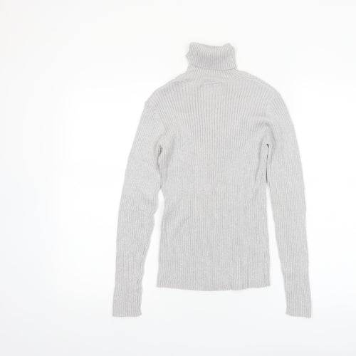 Joseph A. Women's Grey Ribbed Roll Neck Jumper Size M