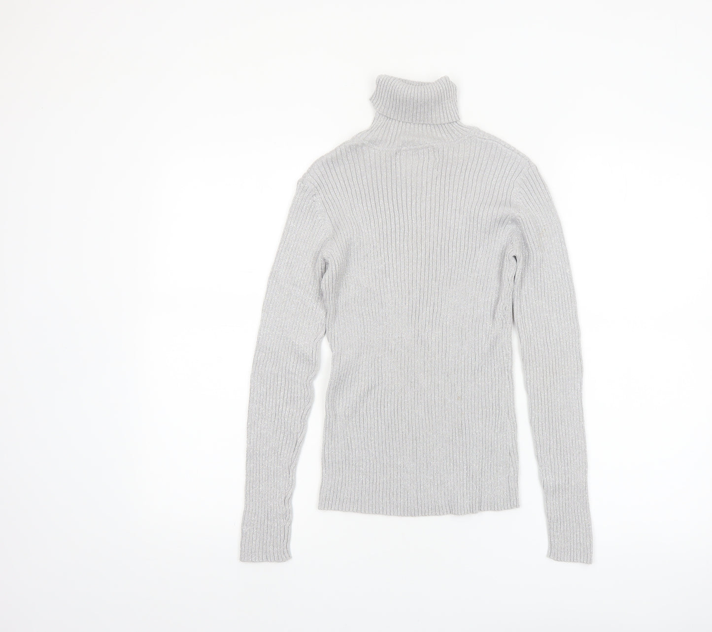 Joseph A. Women's Grey Ribbed Roll Neck Jumper Size M