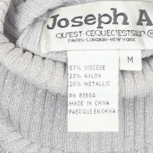 Joseph A. Women's Grey Ribbed Roll Neck Jumper Size M