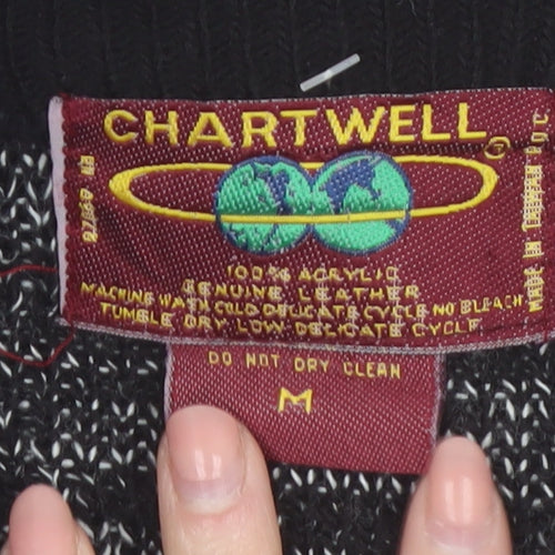 Chartwell Men's Black Argyle Acrylic Crew Neck Pullover Jumper M