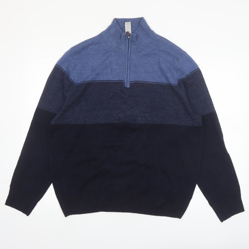 Dockers Men’s Blue 1/2 Zip Acrylic Jumper Size L