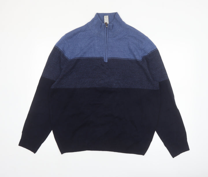 Dockers Men’s Blue 1/2 Zip Acrylic Jumper Size L