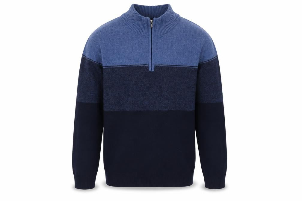 Front view of Dockers Men’s Blue 1/2 Zip Acrylic Jumper, size L