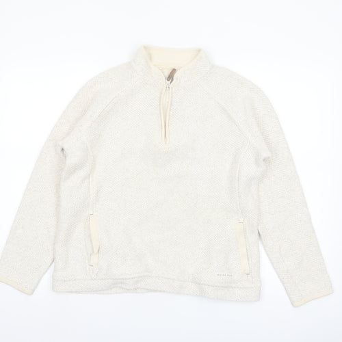 Weird Fish Women Beige 1/4 Zip Pullover Sweatshirt Size 12 Cotton Blend