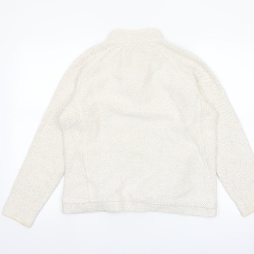 Weird Fish Women Beige 1/4 Zip Pullover Sweatshirt Size 12 Cotton Blend