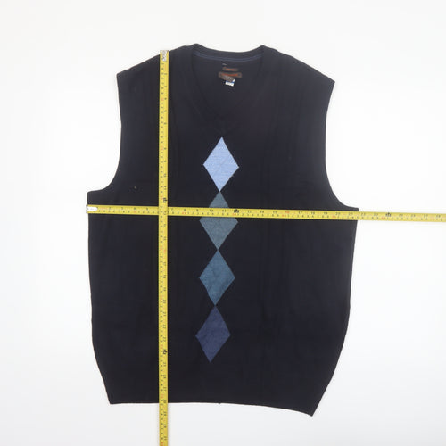 Dockers Men's Blue Argyle Slim Fit V-Neck Sleeveless Vest XL