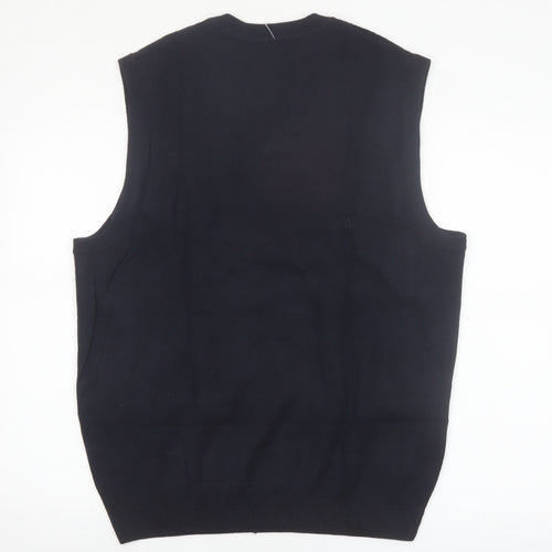 Dockers Men's Blue Argyle Slim Fit V-Neck Sleeveless Vest XL