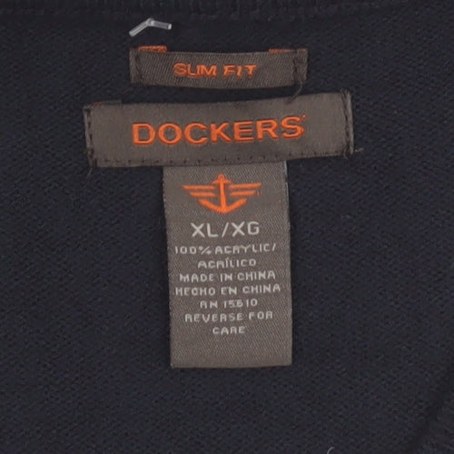 Dockers Men's Blue Argyle Slim Fit V-Neck Sleeveless Vest XL