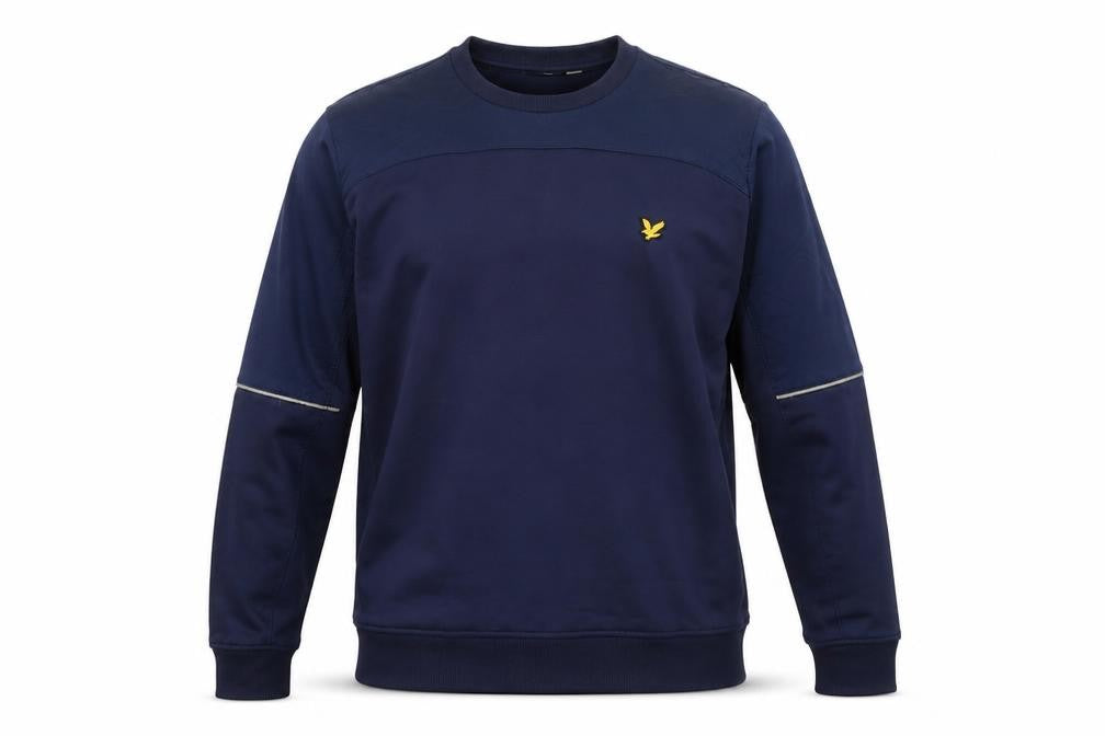 Front view of Lyle & Scott Men’s Blue Crew Neck Pullover Sweatshirt M Sports Style