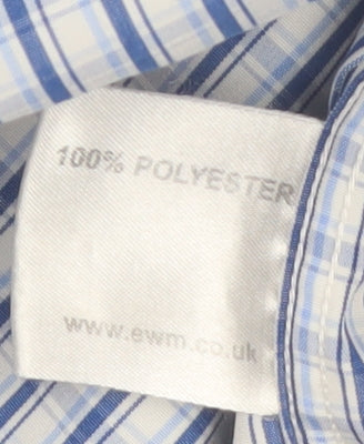 James Pringle Men's Blue Check Short Sleeve Button-Up Shirt XL