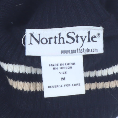 NorthStyle Women's Black Roll Neck Striped Cotton Jumper Size M
