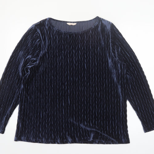 Tu Women’s Blue Velvet Long Sleeve Blouse Size 20