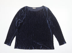 Tu Women’s Blue Velvet Long Sleeve Blouse Size 20