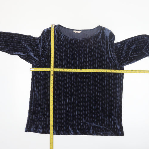 Tu Women’s Blue Velvet Long Sleeve Blouse Size 20