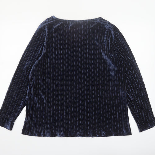 Tu Women’s Blue Velvet Long Sleeve Blouse Size 20
