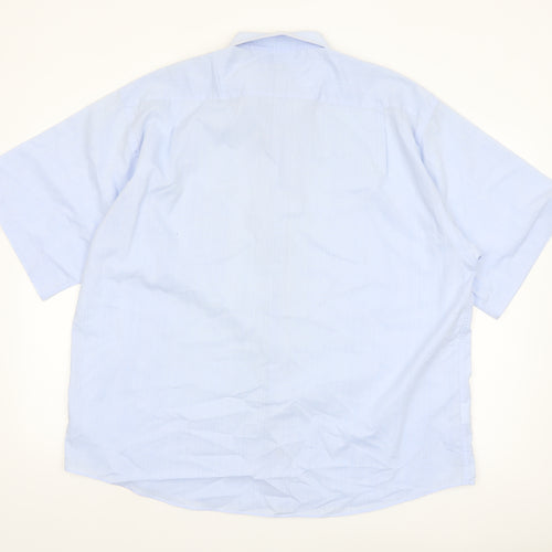Simon Taylor Men's Blue 17.5in Regular Fit Short Sleeve Cotton Blend Shirt