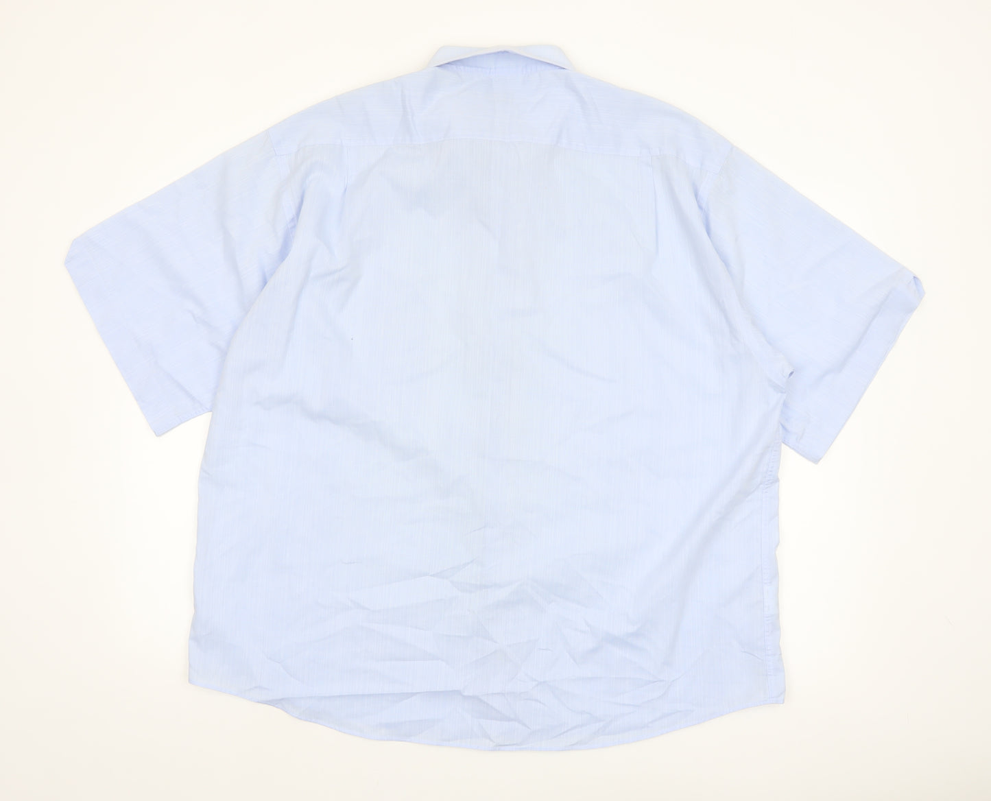 Simon Taylor Men's Blue 17.5in Regular Fit Short Sleeve Cotton Blend Shirt