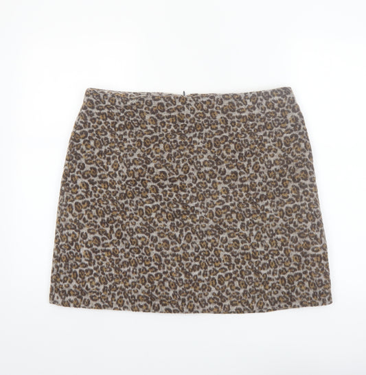 Tu Women Brown Leopard Print Short Pencil Skirt Size 16