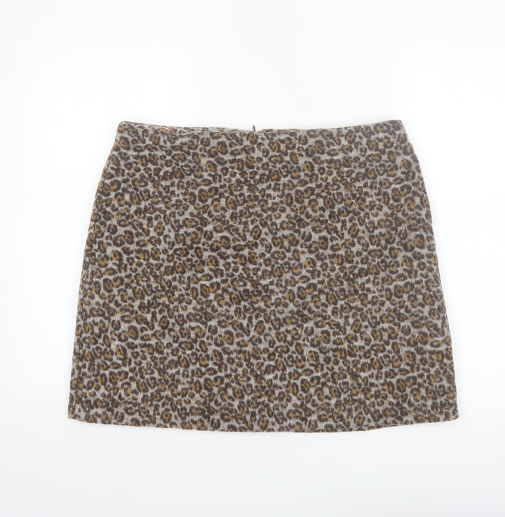 Tu Women Brown Leopard Print Short Pencil Skirt Size 16