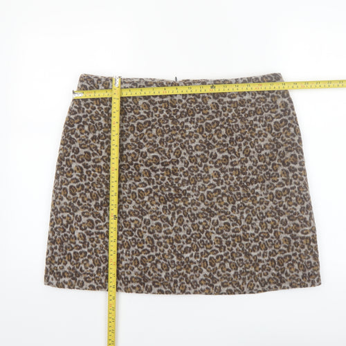 Tu Women Brown Leopard Print Short Pencil Skirt Size 16