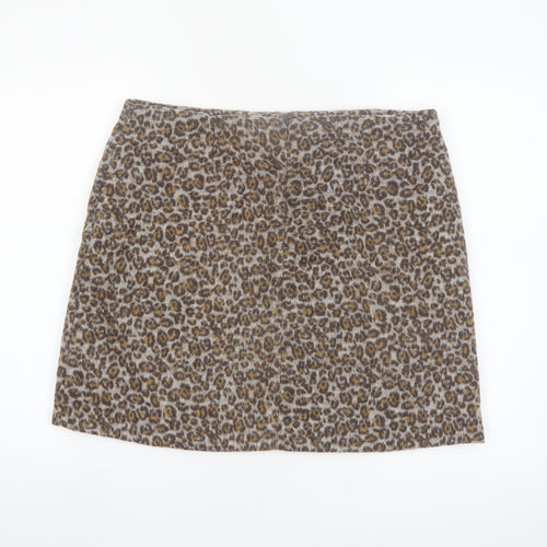 Tu Women Brown Leopard Print Short Pencil Skirt Size 16