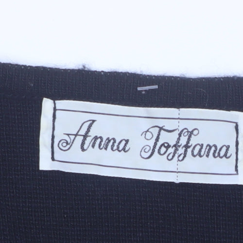 Anna Toffana Womens Black L V-Neck Floral Embroidered Knit Jumper