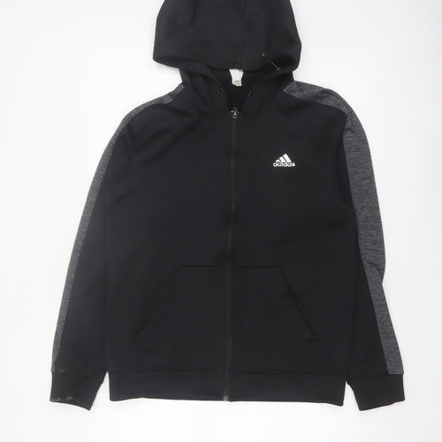 Adidas Men’s Black Full Zip Hoodie Size M Regular Fit Sportswear