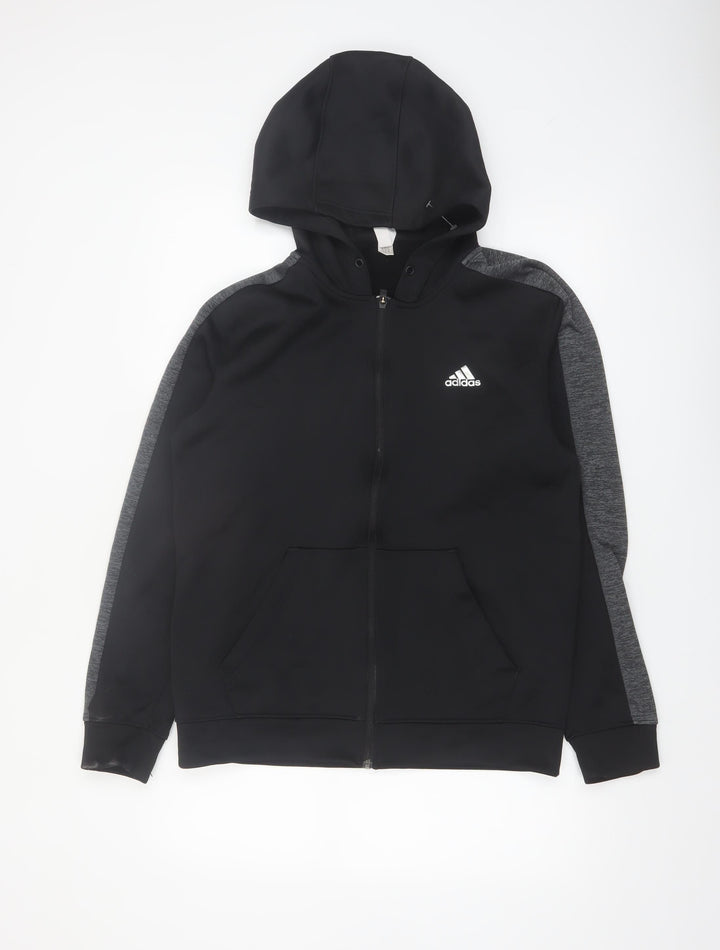 Adidas Men’s Black Full Zip Hoodie Size M Regular Fit Sportswear