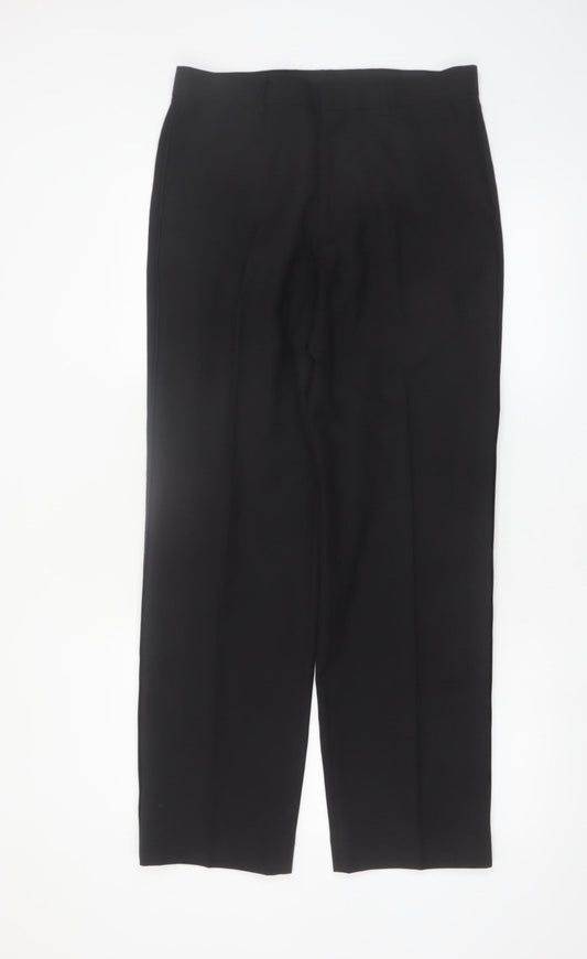 Marks and Spencer Men's Black 32x31 Regular Fit Dress Trousers