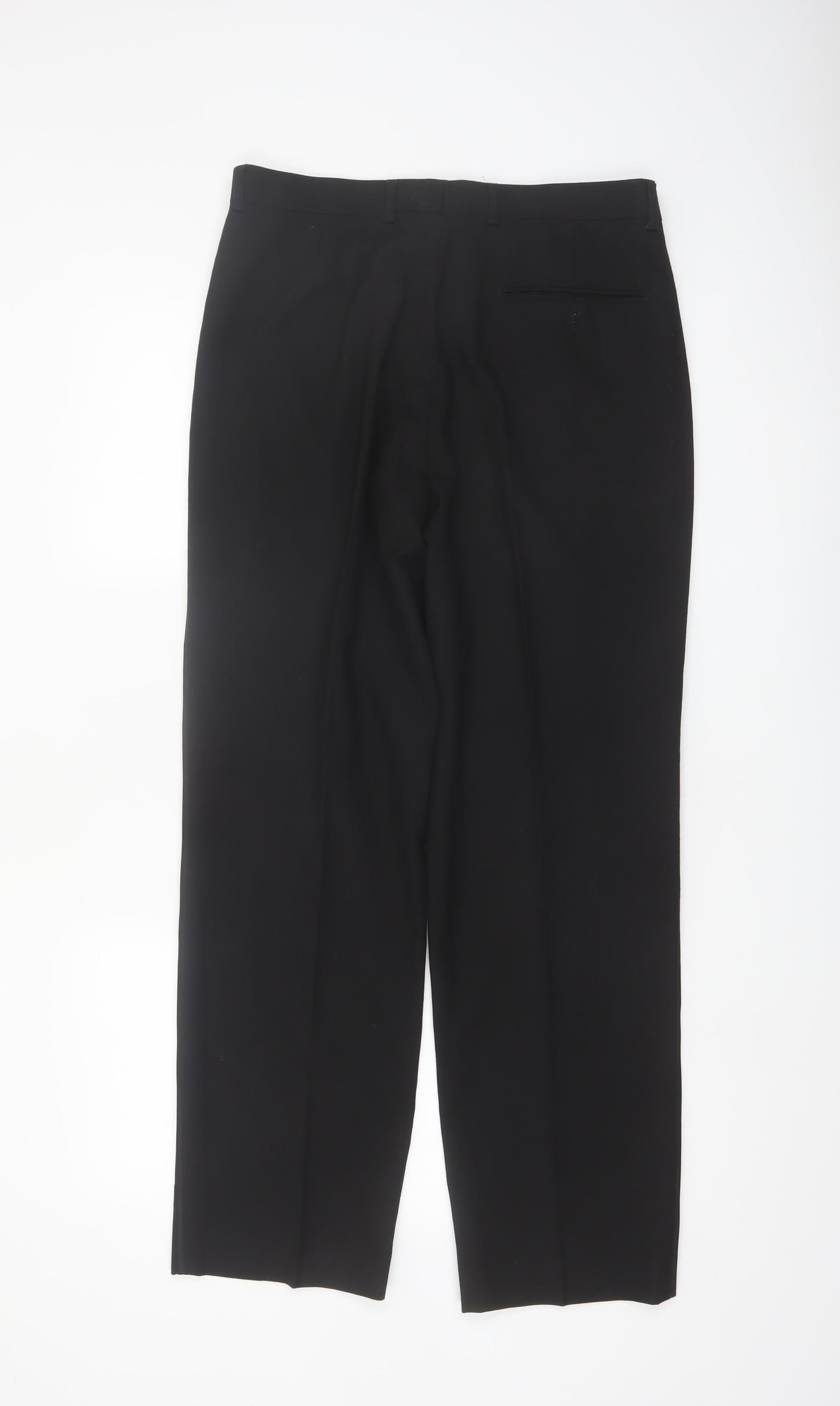 Marks and Spencer Men's Black 32x31 Regular Fit Dress Trousers