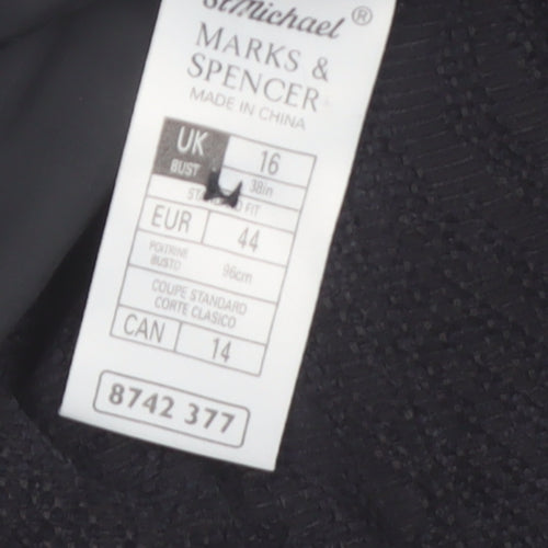 Marks and Spencer Women’s Black Classic Long Sleeve Mid-Length Coat Size 16