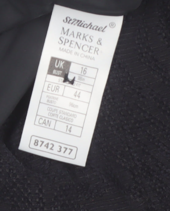Marks and Spencer Women’s Black Classic Long Sleeve Mid-Length Coat Size 16