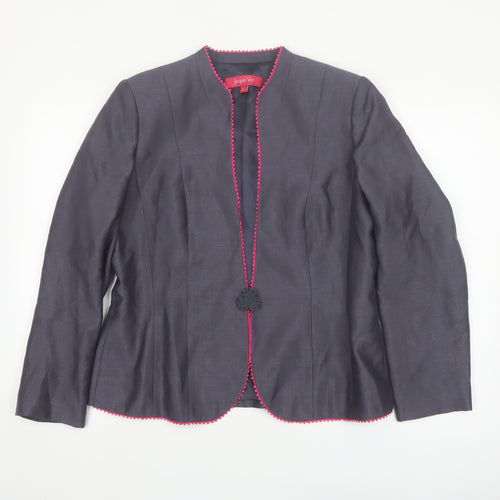 Jacques Vert Women's Grey Blazer UK 14 Formal Tailored Jacket