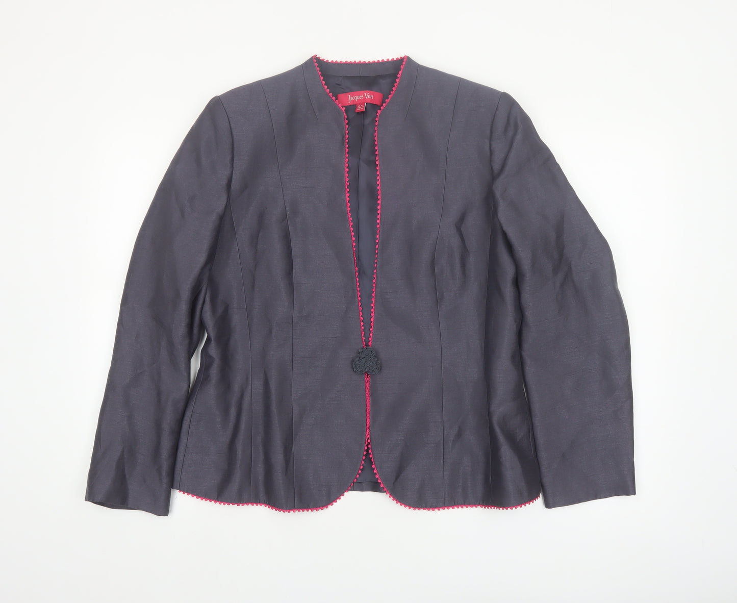Jacques Vert Women's Grey Blazer UK 14 Formal Tailored Jacket