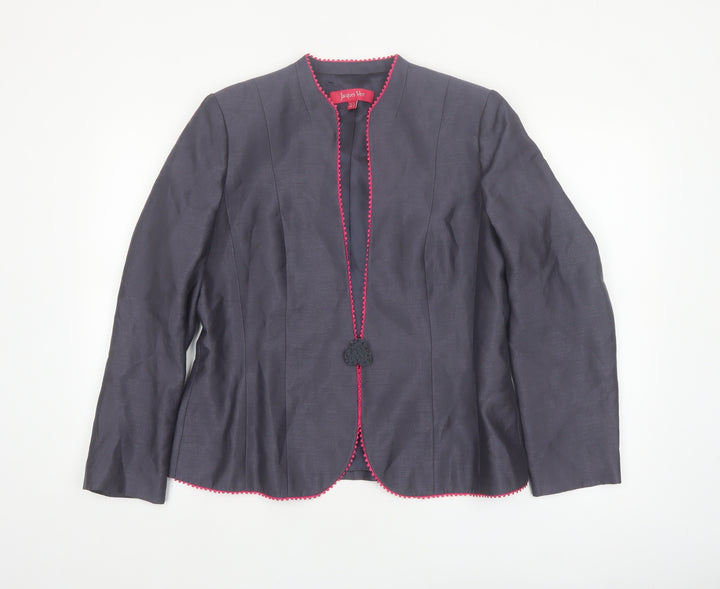 Jacques Vert Women's Grey Blazer UK 14 Formal Tailored Jacket