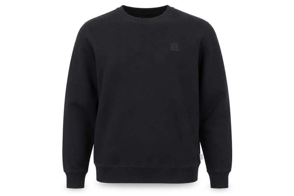 Front view of Fila Men's Black Crew Neck Pullover Sweatshirt, size M