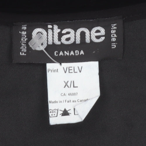 Gitane Women Black Velvet A-Line Short Sleeve Dress XL