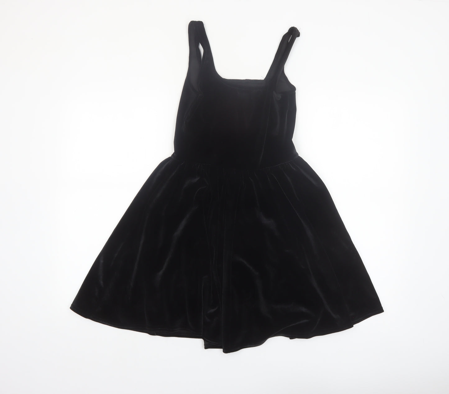 Boohoo Women Black Velvet Fit & Flare Dress Size 10 Sleeveless Party