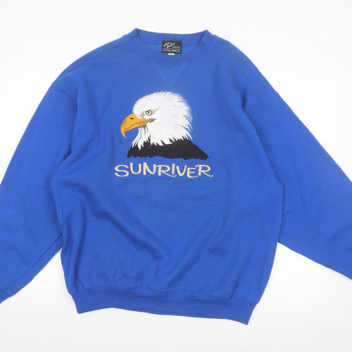Satin Studio Men's Blue Eagle Graphic Pullover Sweatshirt XL