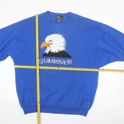 Satin Studio Men's Blue Eagle Graphic Pullover Sweatshirt XL