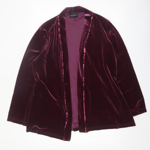 Mosaic Womens Purple Velvet Sequin Trim Blazer Jacket Size 16
