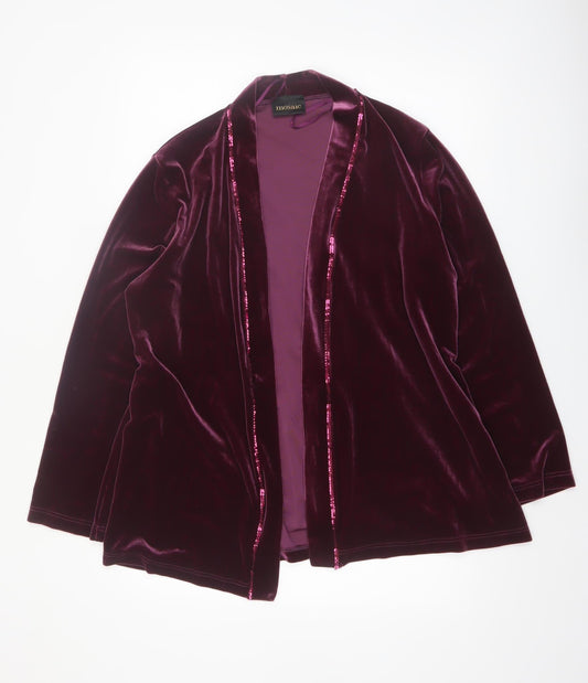 Mosaic Womens Purple Velvet Sequin Trim Blazer Jacket Size 16