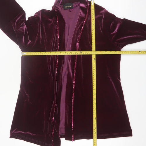 Mosaic Womens Purple Velvet Sequin Trim Blazer Jacket Size 16