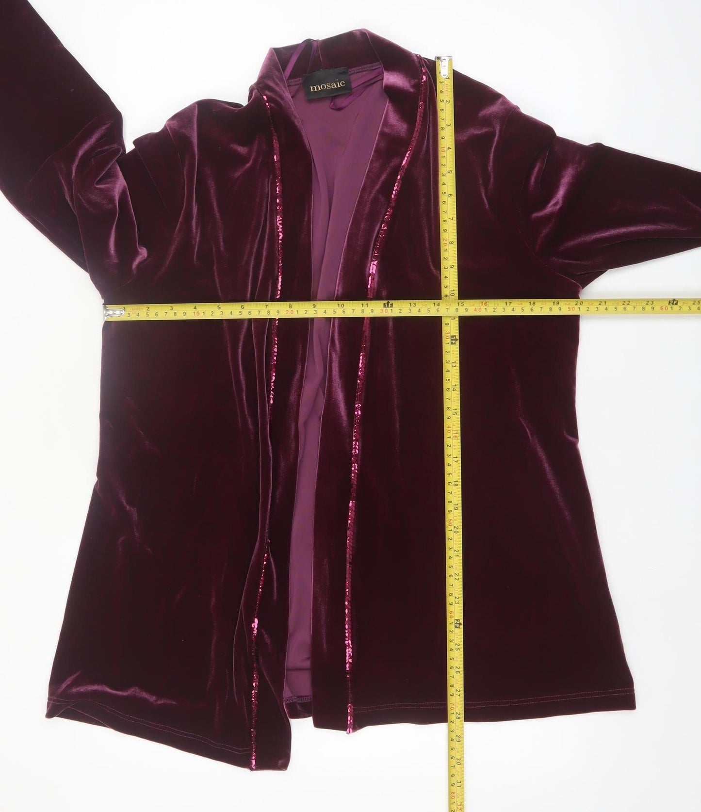 Mosaic Womens Purple Velvet Sequin Trim Blazer Jacket Size 16
