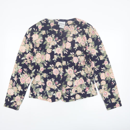 Paquette Women's Multicoloured Floral Button-Up Cotton Blend Top L