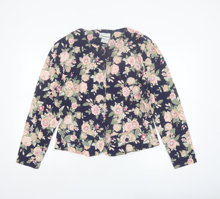 Paquette Women's Multicoloured Floral Button-Up Cotton Blend Top L